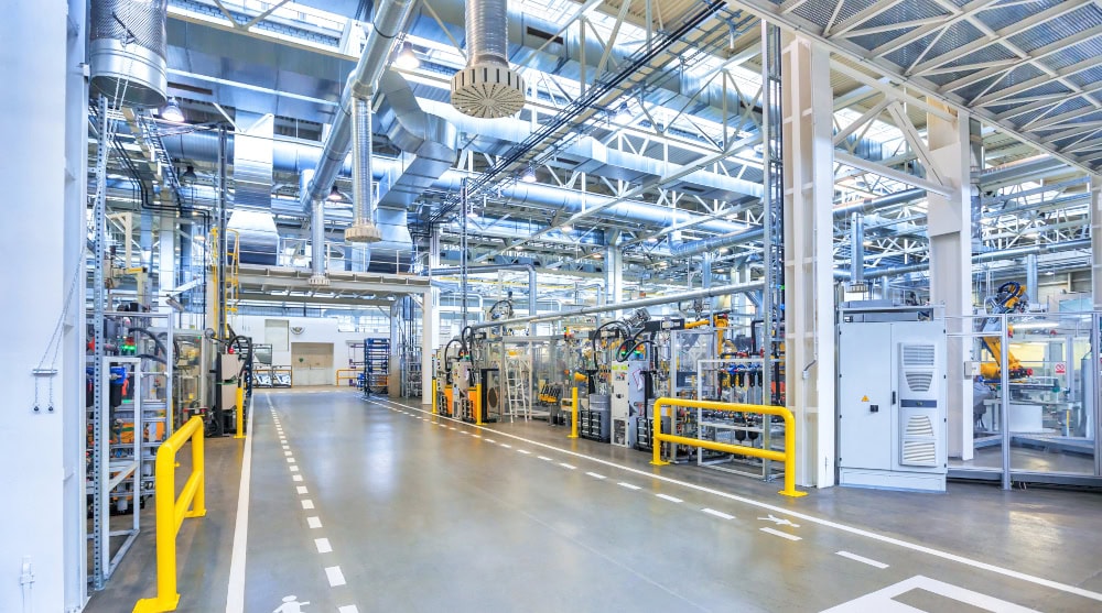 Industrial factory - clean and bright lots of large pipes computers and equipment